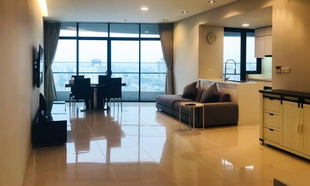 Căn hộ cho thuê City Garden lầu 24 toà B1 nhà đẹp view thoáng 2 phòng ngủ