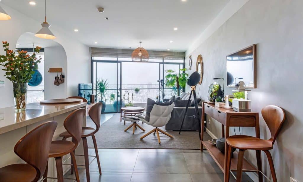 Căn hộ cho thuê City Garden lầu cao đủ nội thất view Văn Thánh 2 phòng ngủ