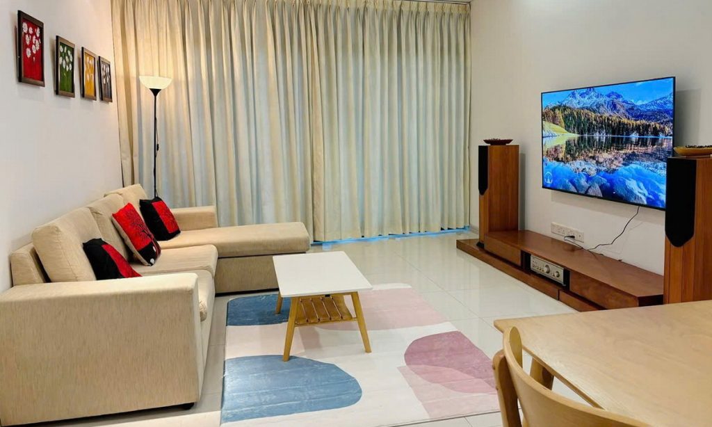 Căn City Garden cho thuê tầng cao đủ nội thất view Văn Thánh 1 phòng ngủ